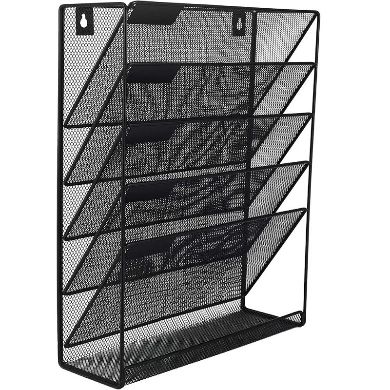 Лоток для бумаг вертикальный настенный 6 уровней, металл черн.