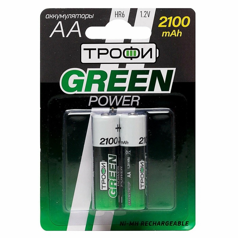 Аккумулятор АА/ ТРОФИ 2100mAh,Greeen Power, блистер 2 шт./