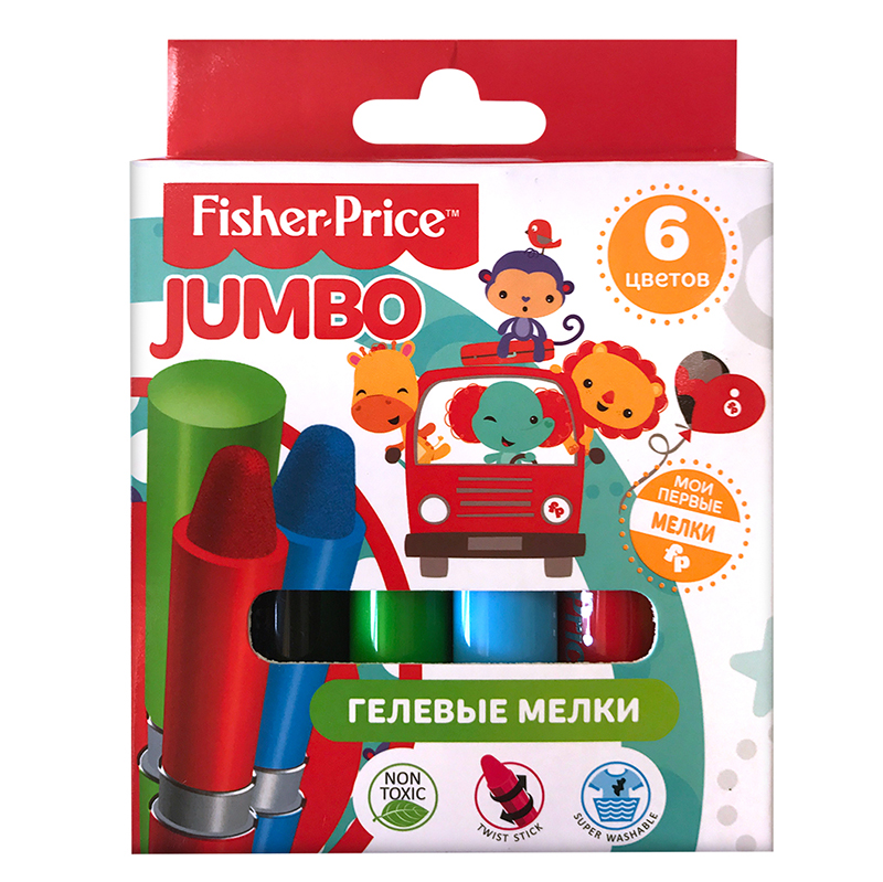 Мелки гелевые  "JUMBO Mattel Fisher Price",  06шт., пластиковый корпус — Абсолют