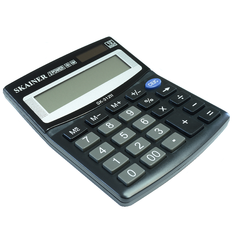 Калькулятор SKAINER SK-312II, 12 разрядов, черный — Абсолют