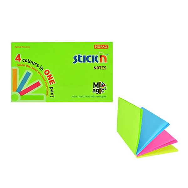 Блок с кл.сл.76*127 Stick Magic, 100л., неон 4 цв. /12
