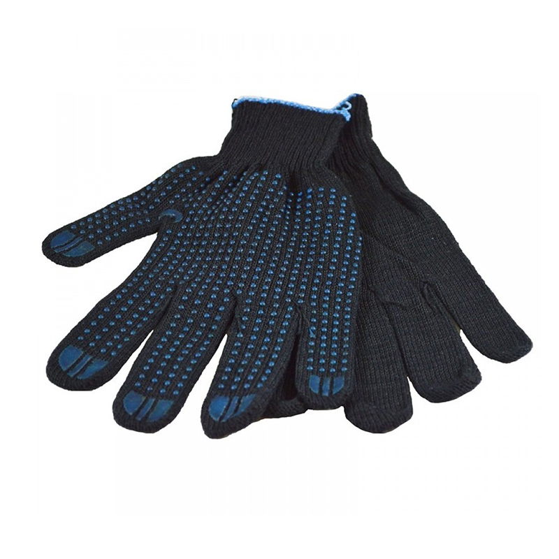 Перчатки рабочие х/б с ПВХ точка, 6 нитей, 10 класс, (1пара),черные/10