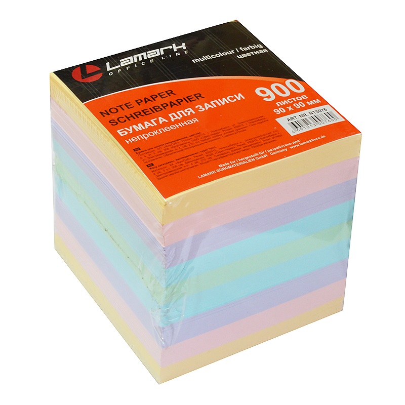 Блок для записей "LAMARK" запасной, 90*90*90мм., многоцветный — Абсолют
