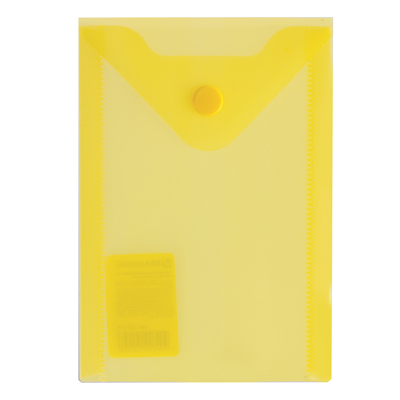Папка на кнопке А6 (105х148) пласт., желт., Brauberg