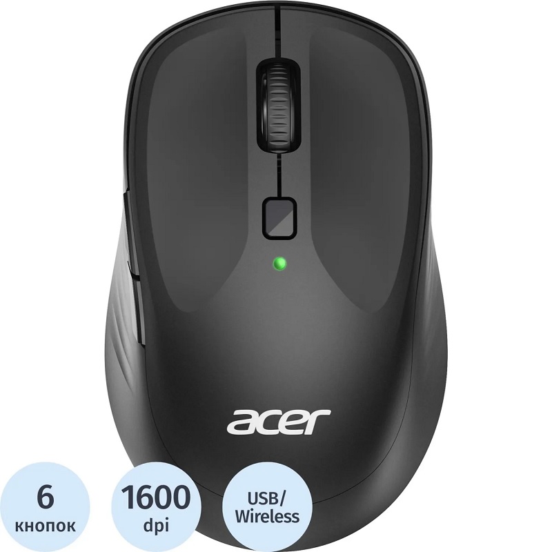 Мышь Acer OMR300 черный, оптическая беспровод. USB 