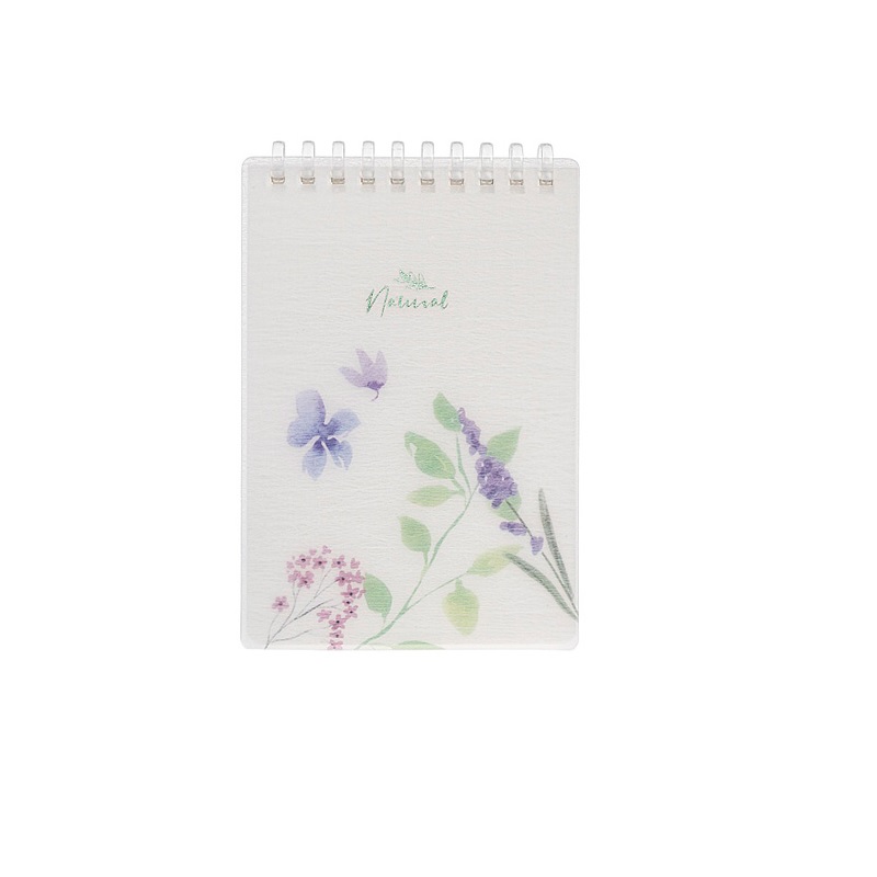 Блокнот  А6 080 л. , спираль, Natural Blue Flowers, пласт.обл с печатью