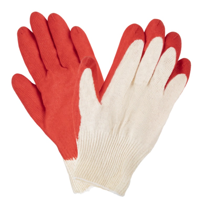Перчатки рабочие Лайма "Люкс" х/б, проризинен., красная ладонь,1 пара/5