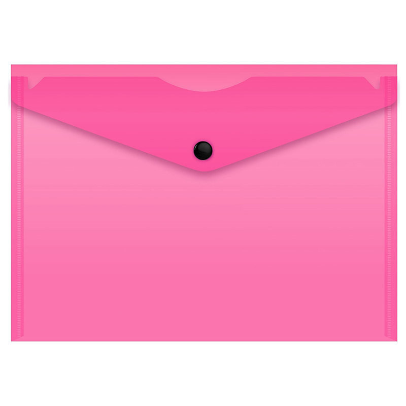 Папка на кнопке "Double Neon" А4, прозрачная, розовая — Абсолют
