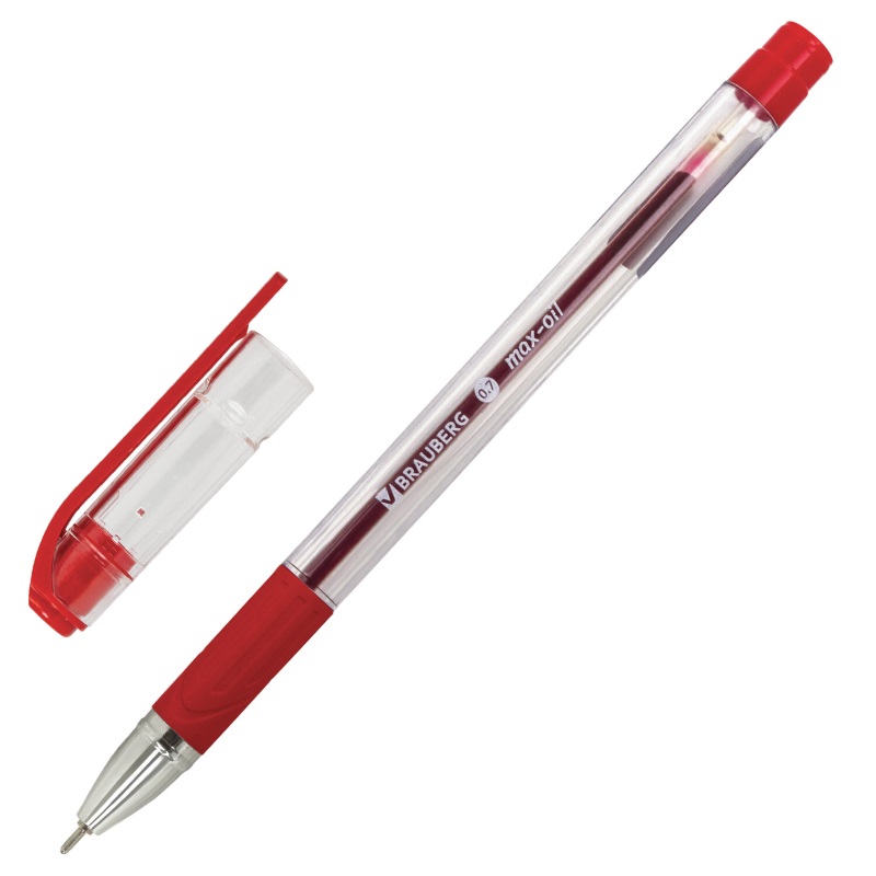 Ручка шариковая "Brauberg Max-Oil", 0.7мм., грип, красная — Абсолют