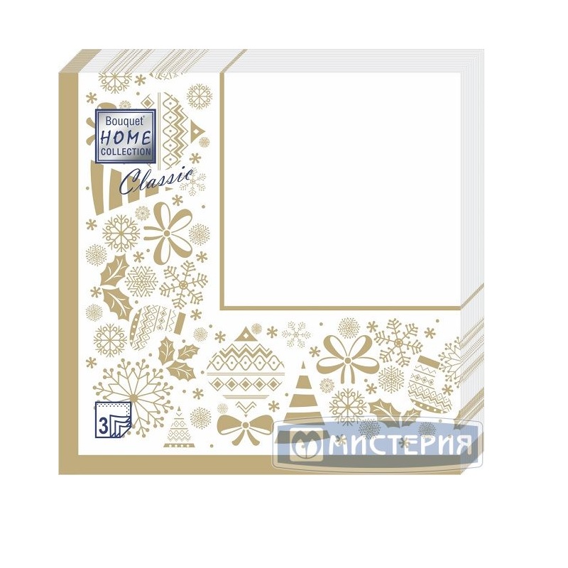 М/Салфетки 3 сл.(упак 20шт.) Новогодняя скатерть/12