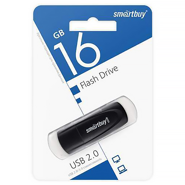 Память USB 2.0 "Smart Buy Scout" 16Гб., черный — Абсолют