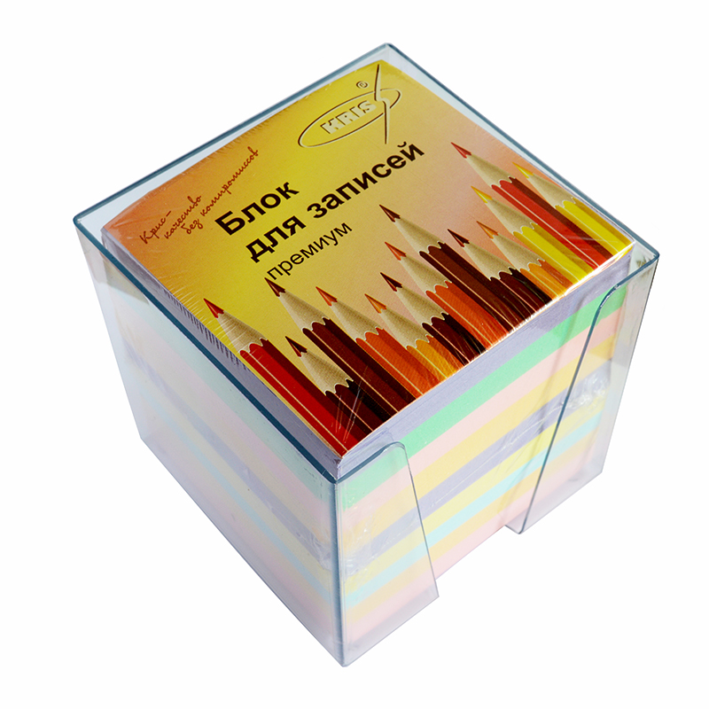 Блок д/з в подставке цвет. 90*90*90 06 цв. офсет KRIS прозрач