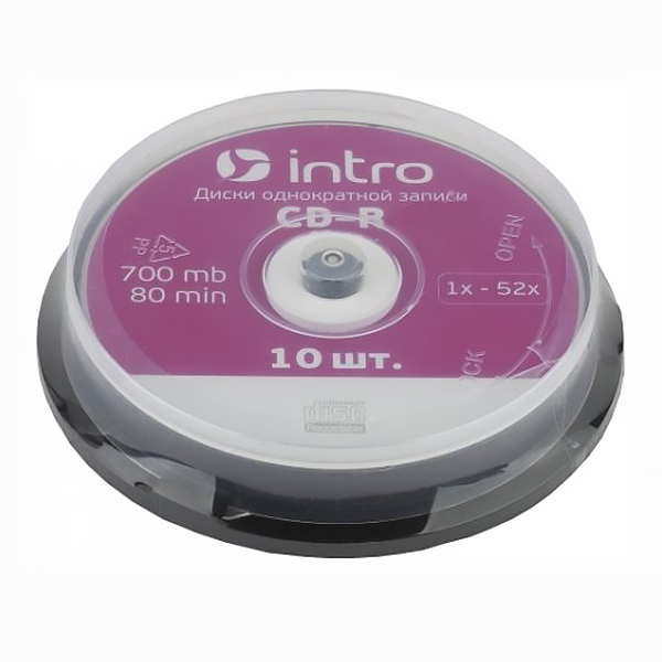 Диск CD-R Cake Box  10 шт 700MB (Intro)