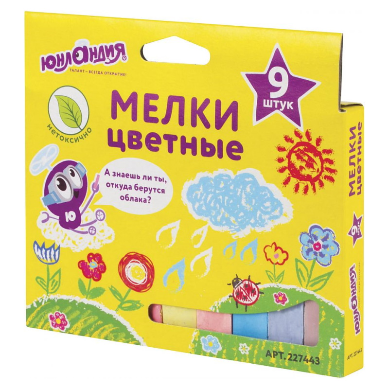 Мел цвет. (упак.- 9 шт) "Юнландия" квадрат. Мел цвет. (упак.- 9 шт) "Юнландия" квадрат.