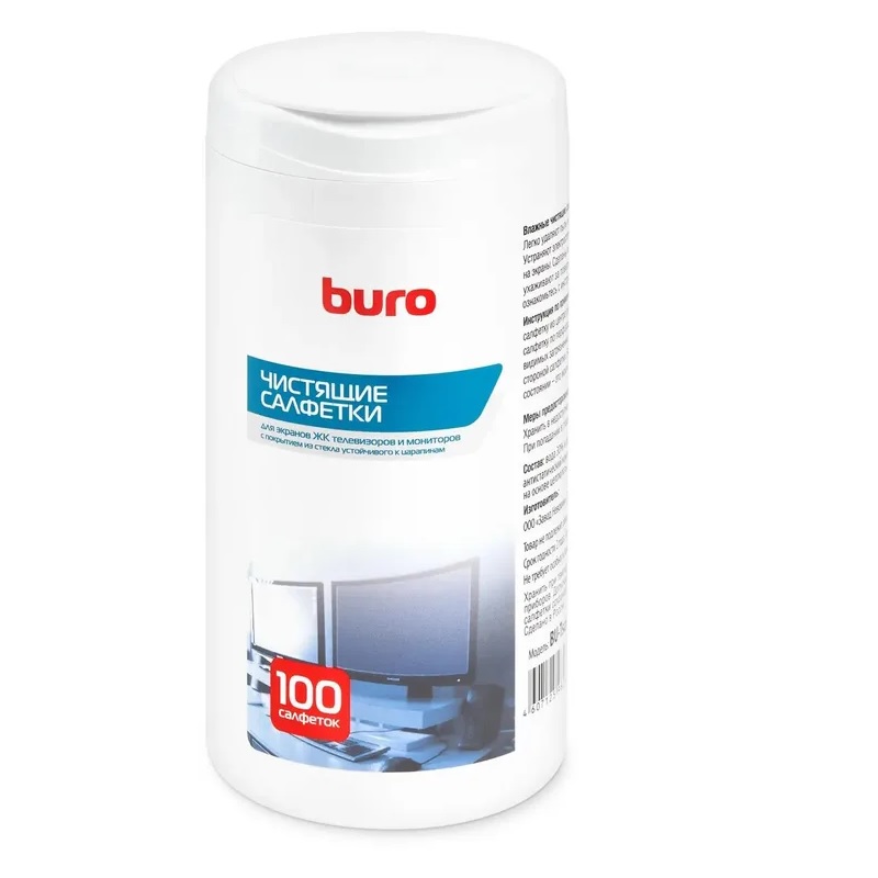 Салфетки вл. д/экранов ОПТ в тубе BURO Bu-Tscrl 100 шт/