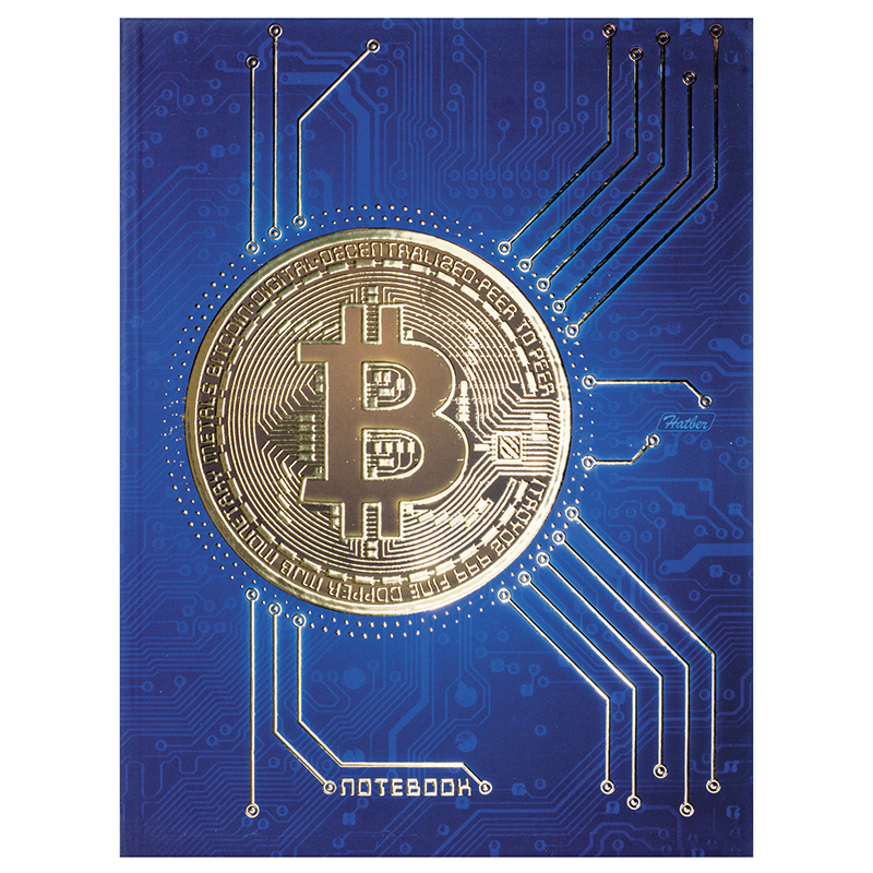 *Бизнес-блокнот  А5 080л. интегр.пер."Биткоин", клет./3D фольга