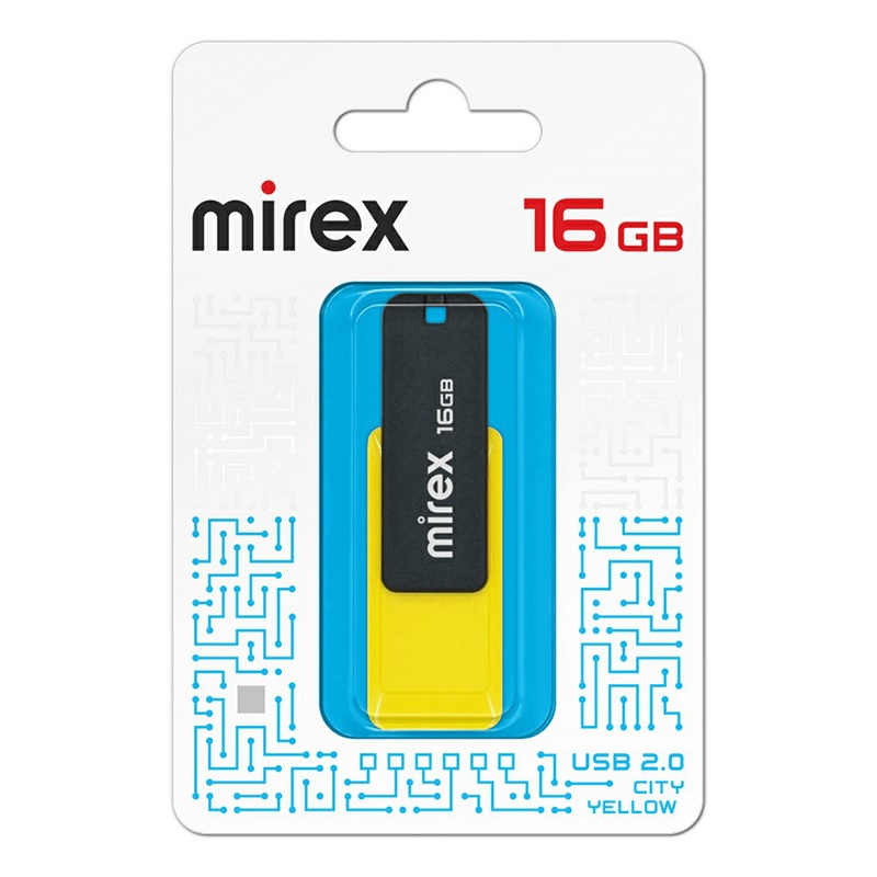 Память USB 2.0 FlashDrive 16GB Mirex City Yellow, желтая — Абсолют