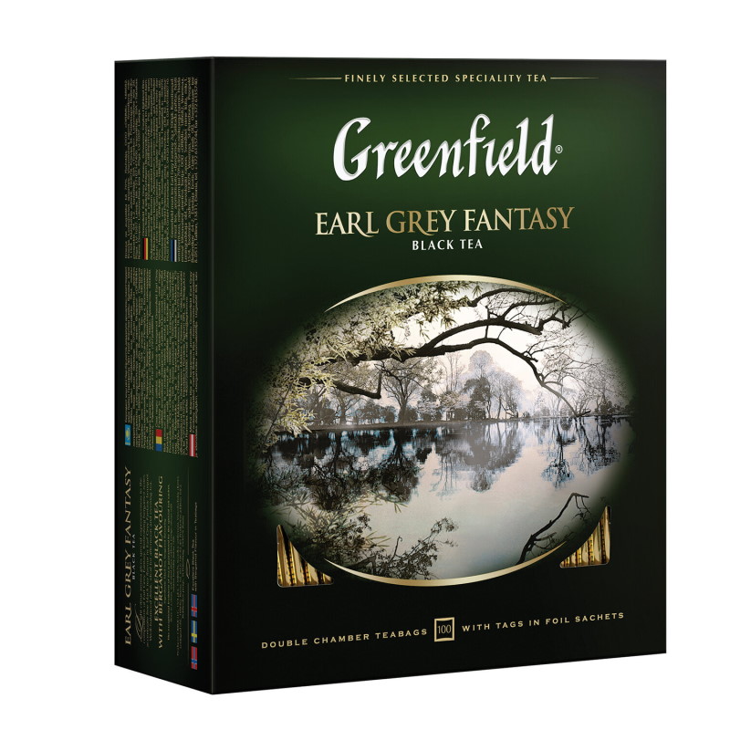 Чай Greenfield "Earl grey fantasy", 100 пакетиков, черный+бергамот — Абсолют