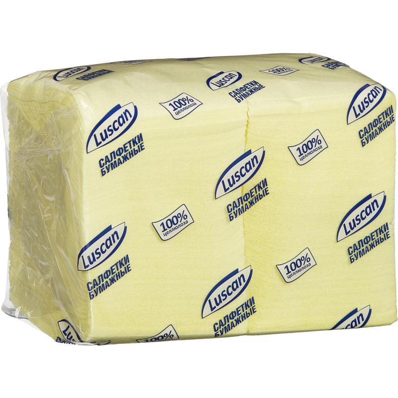 Салфетки 1 сл.(упак 400шт.) Luscan, 24см*24см, паст.желт./10