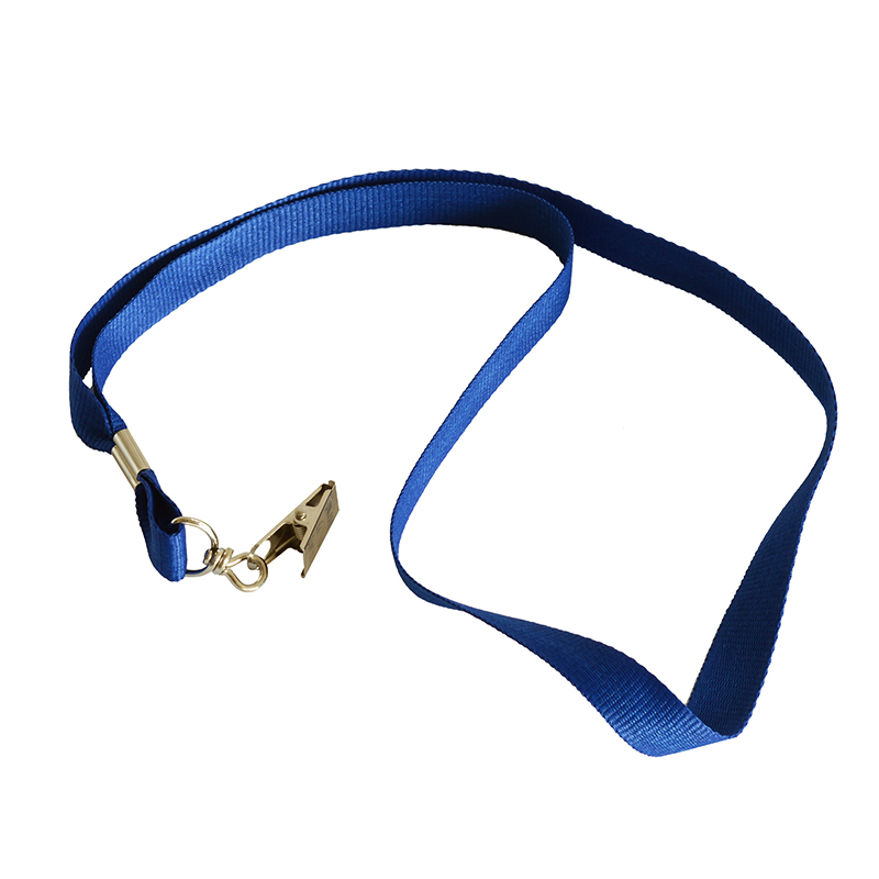 Лента д/бейджа, 15мм, клип, синие/50