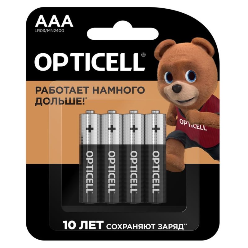 Эл.пит. ААА/(alkaline) OPTICELL Basic, отрывной блистер 4шт (4/48/192)