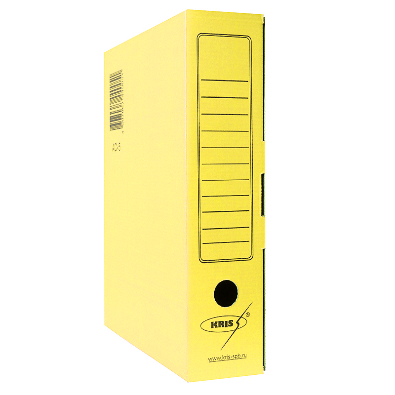 Короб архивный "KRIS", 80 мм, разборный, желтый — Абсолют