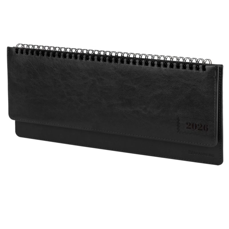 2026/Планинг BRAUBERG "Imperial", 305х140мм, гребень, под кожу, черный