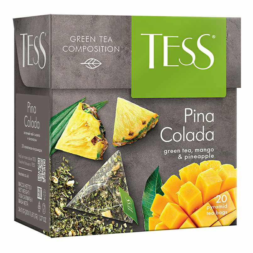 Зеленый чай Tess "Pina Colada", 20 пирамидок, манго+ананас — Абсолют