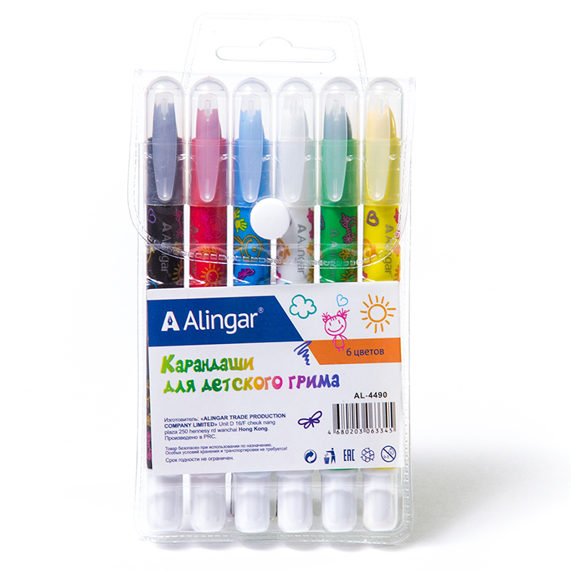Набор цветных карандашей "Alingar" для детского гримма, 6 цветов — Абсолют