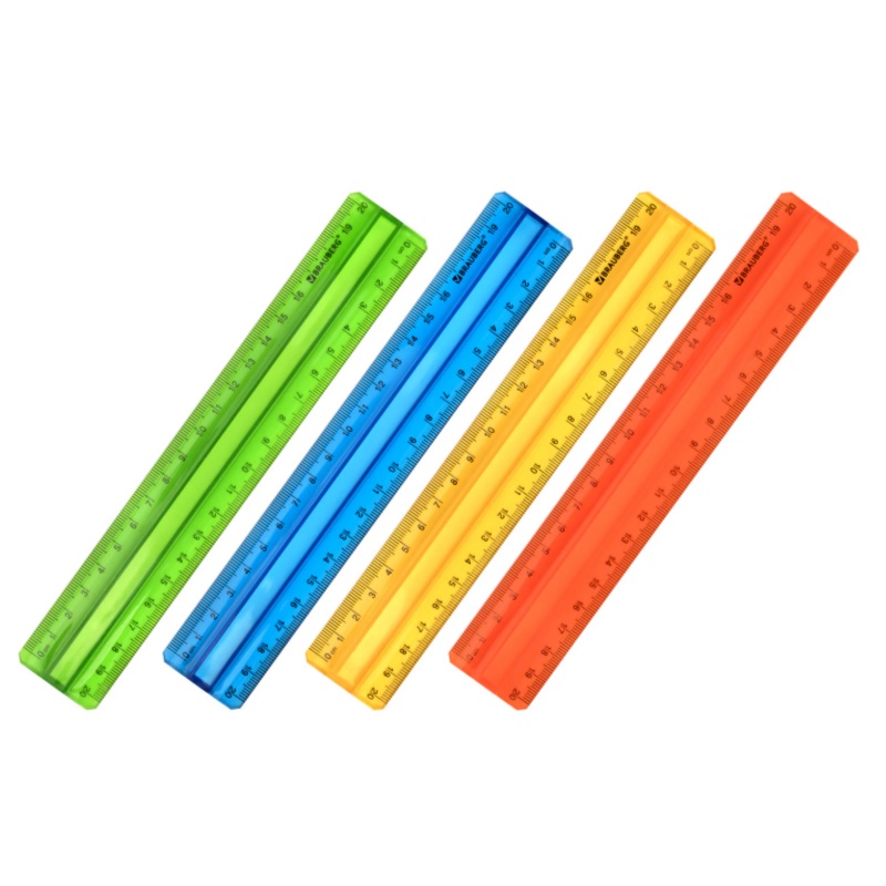 Линейка 20 см пласт. Brauberg, с держат.прозр., неон, ассорти