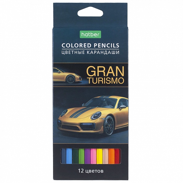 Карандаши цветные Хатбер "Gran Turismo", 12 цветов — Абсолют