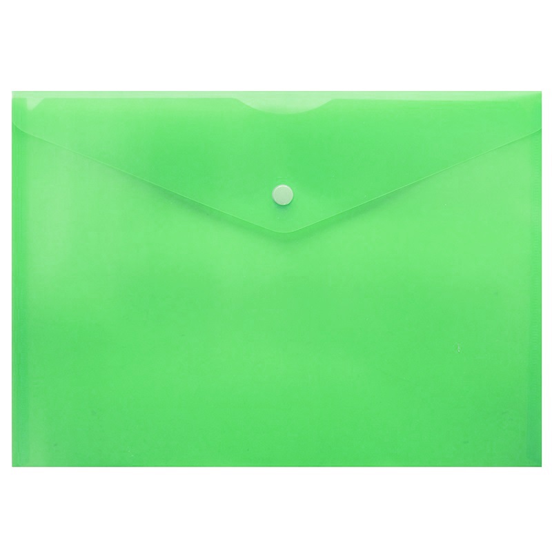 Папка на кнопке, А4, прозрачная, пластик, цвет - зеленый — Абсолют