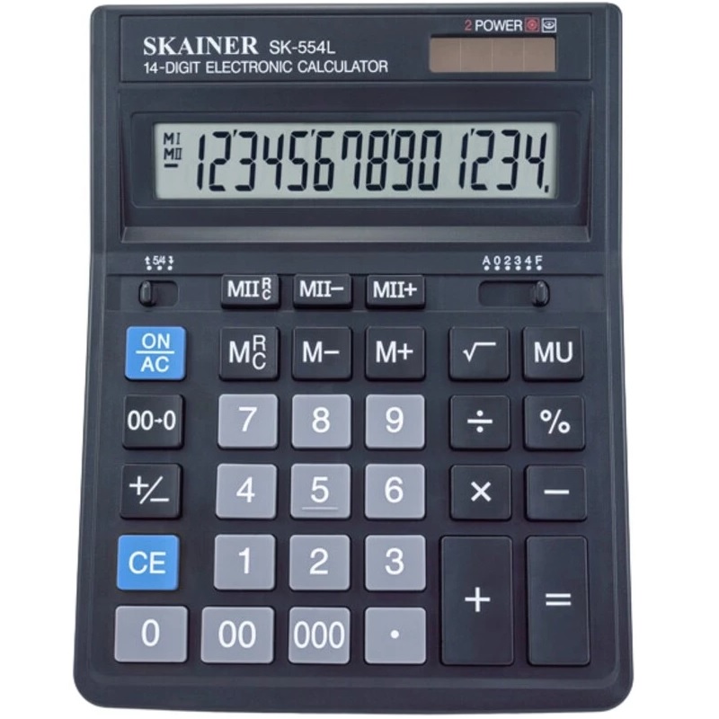 Калькулятор 14 раз. (157х200х32) SKAINER / SK-554L/ черн.(SDC-554)