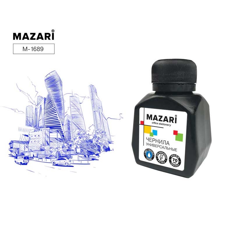 Чернила 70 мл. "Mazari",син.