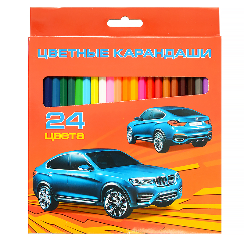 Карандаши цветные Hatber "Автопанорама", 24 цвета — Абсолют