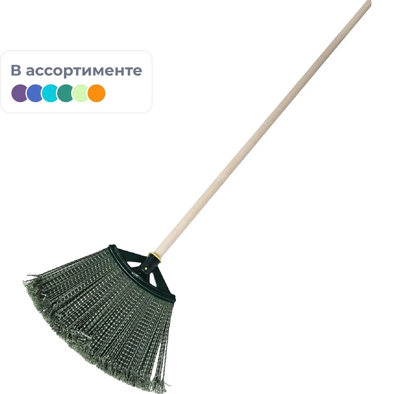 Метла полипропил. плоская 38x19 см с черенком 120 см