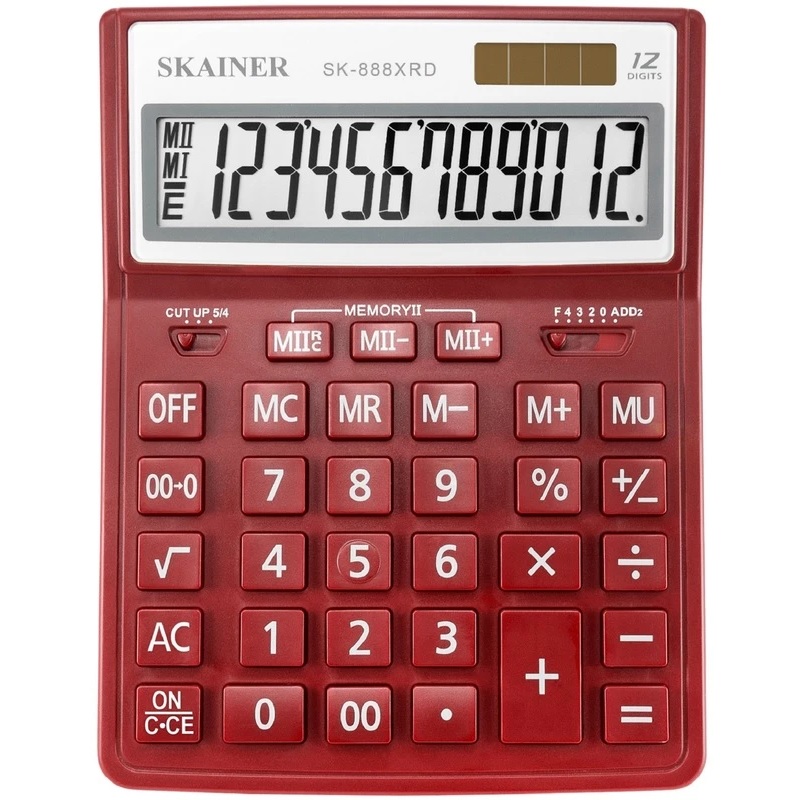 Калькулятор 12 раз. (155*204*34) SKAINER / SK-888XRD / красн.