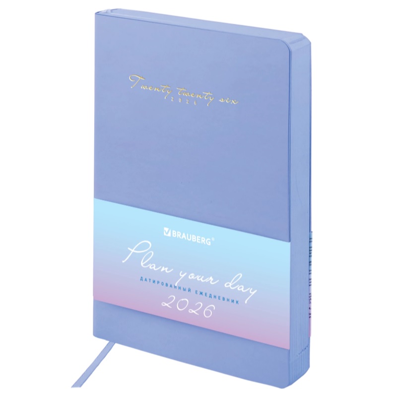 2026/Ежедневник А5 BRAUBERG Pastel, 138*213, под кожу, гибкий, синий