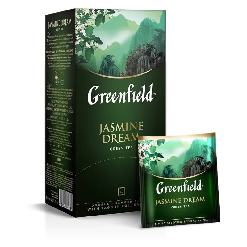 Чай  25 пак. Гринфилд Jasmine Dream зеленый, индивид.пак. 2г, 1/25/10