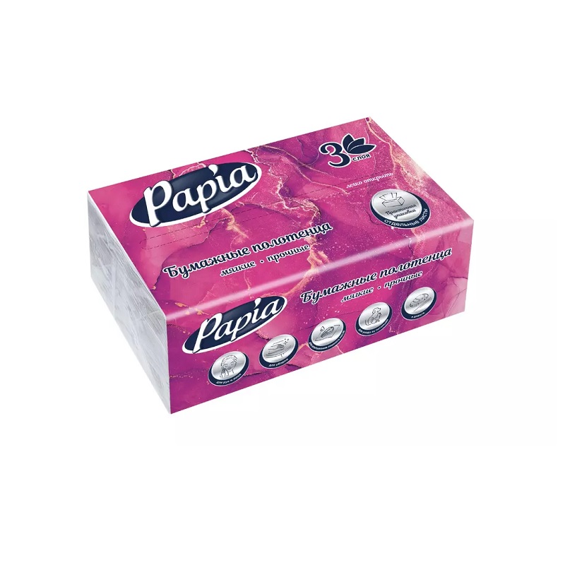 Полотенца бум. PAPIA, 3сл., V-слож., 230х205мм, 100л, полиэтил. пакет/15
