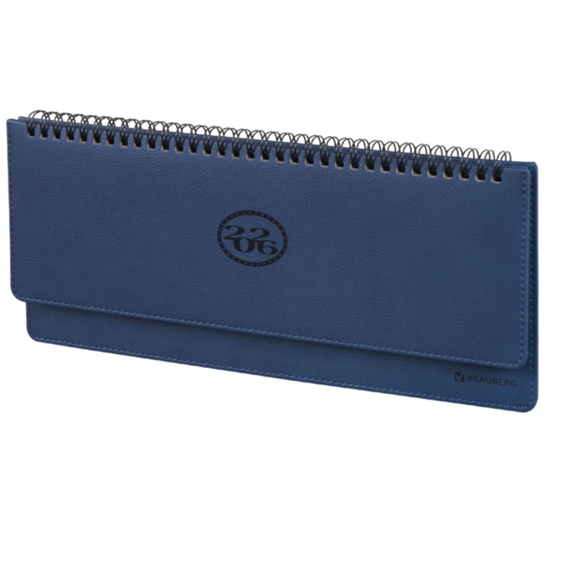 2026/Планинг BRAUBERG "Favorite", 305х140мм, гребень, под кожу, темно-синий