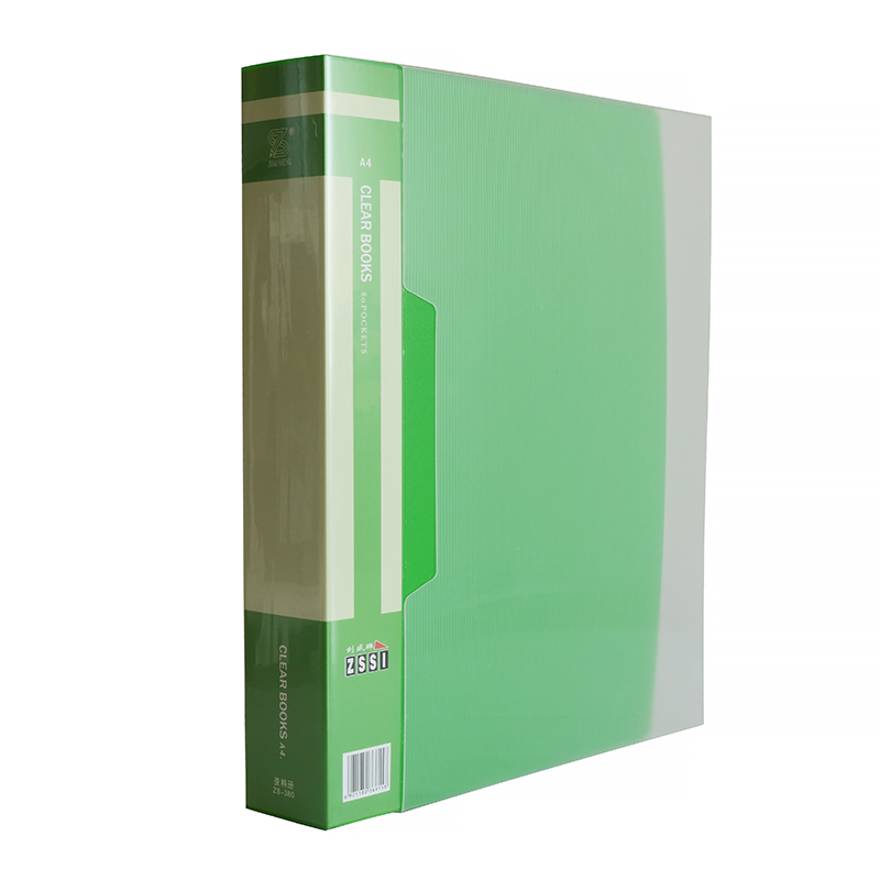 Папка на 80 файлов "ZS-380", A4, с футляром, зеленая — Абсолют