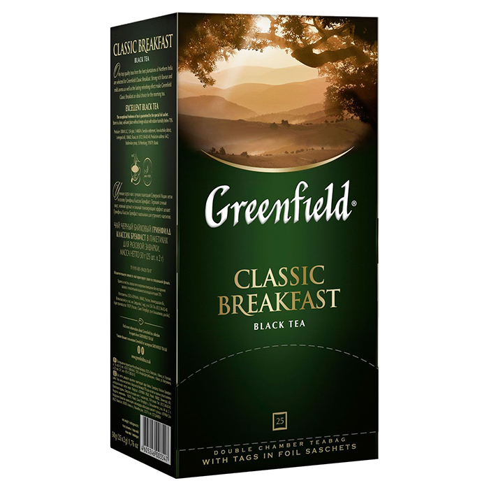 Чай Greenfield "Classic Breakfast" 25 пакетиков, черный — Абсолют