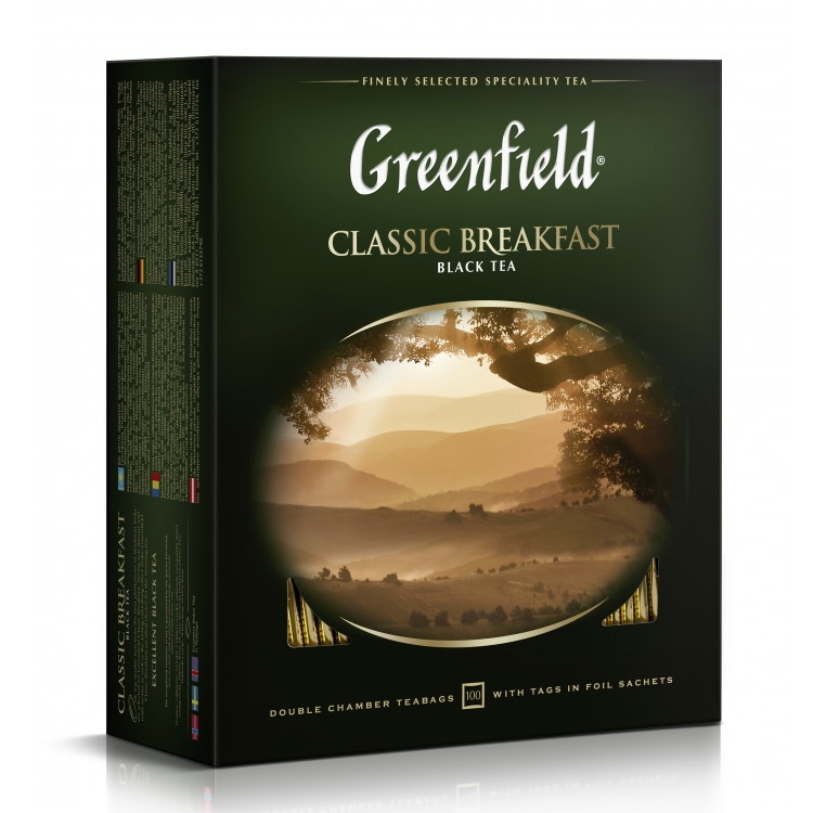 Чай Greenfield "Classic Breakfast", 100 пакетиков, черный — Абсолют