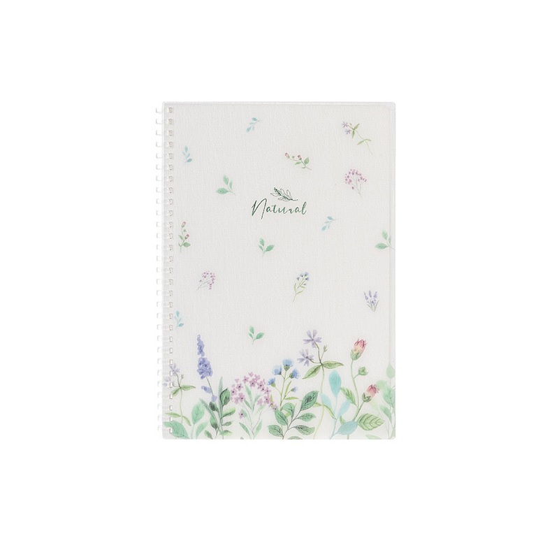 Тетрадь  А5  80л. кл. спир. Хатбер "Natural Flowers", облож. пластик с печатью