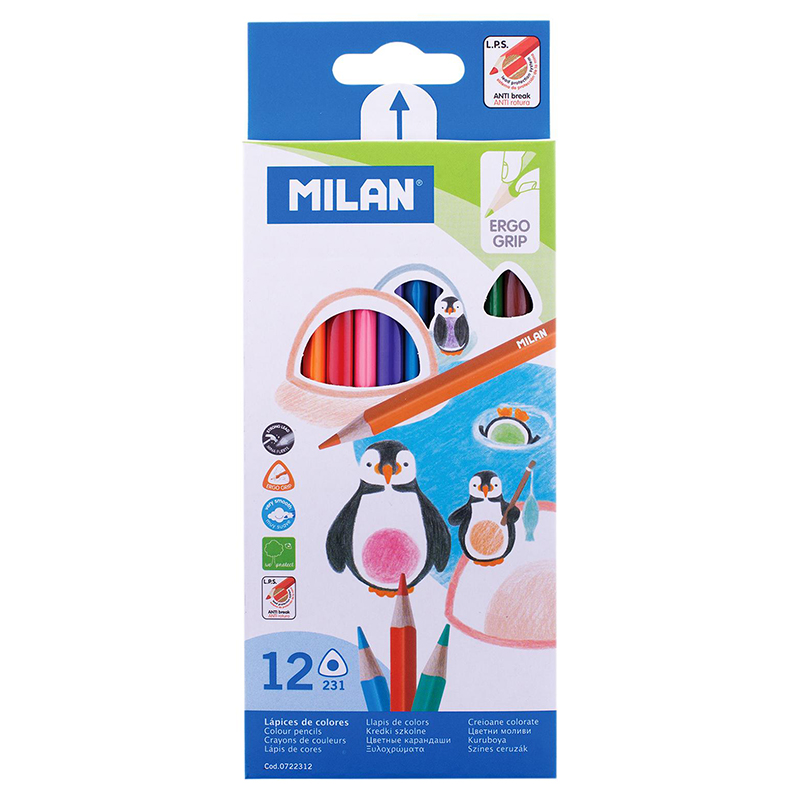 Карандаши цветные "Milan"231", 12 цветов, трехгранные — Абсолют
