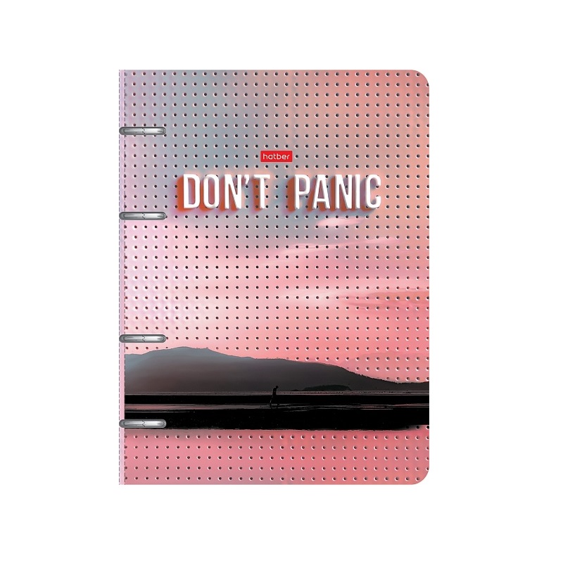 Тетрадь А5 на 4-х кольцах 80л. Хатбер"Dont panic", слим-картон,ламин,тиснение 