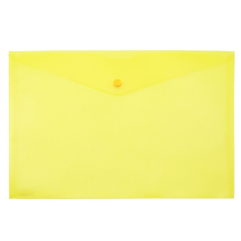 Папка на кнопке А4 пластик (0,18мм), Бюрократ, расшир., желтая