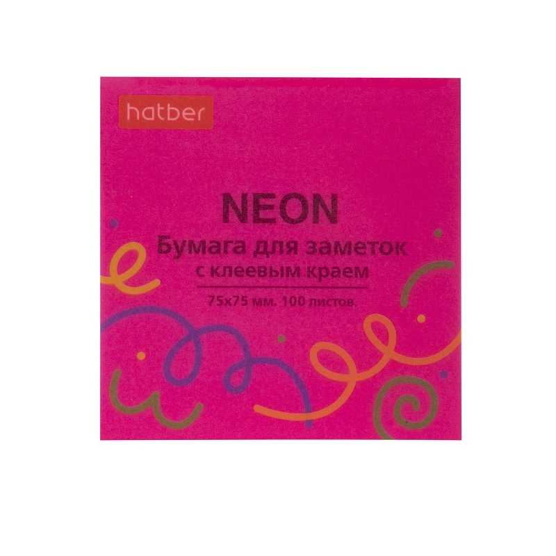 Блок с кл.сл. 75х75  Hatber 100л., неон. розовый