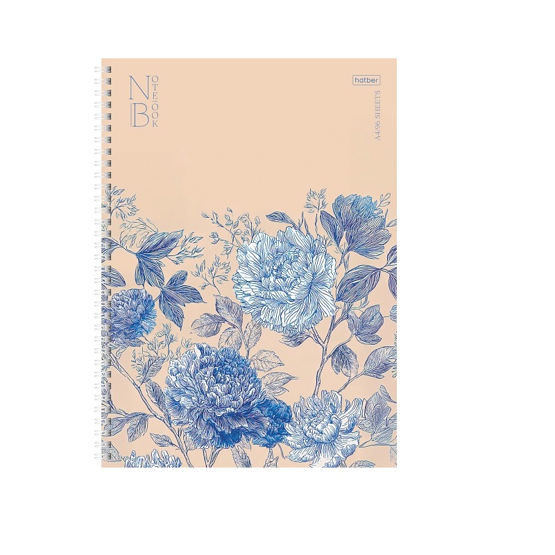 Тетрадь  А4  96л. кл. спир. "Хатбер"Королевские пионы", тверд.обл.